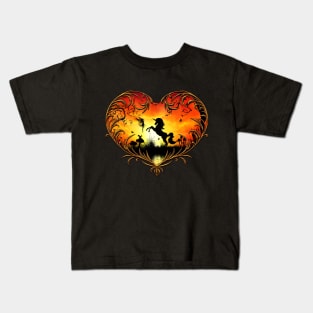 unicorn, fairytale, fairy, fantasy, sunset, sea, ocean, horse, horn Kids T-Shirt